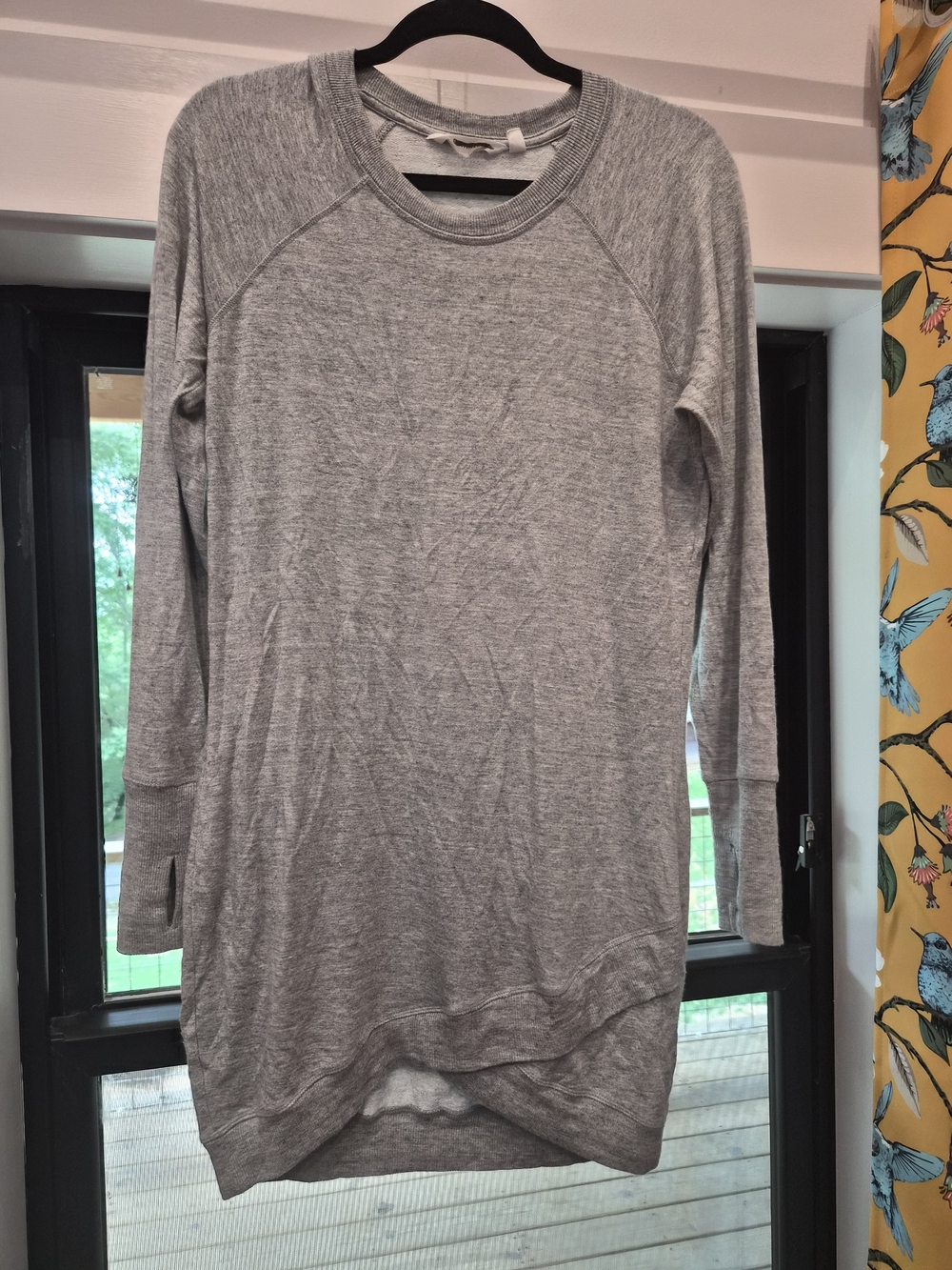 Athleta Crisscross Heather Grey Sweatshirt Dress